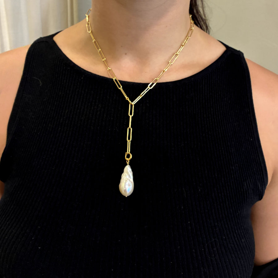 Baroque Pearl Charm Chain Necklace