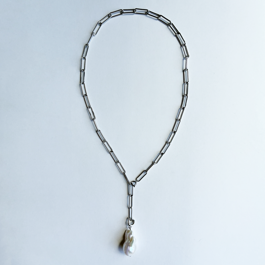 Baroque Pearl Charm Chain Necklace