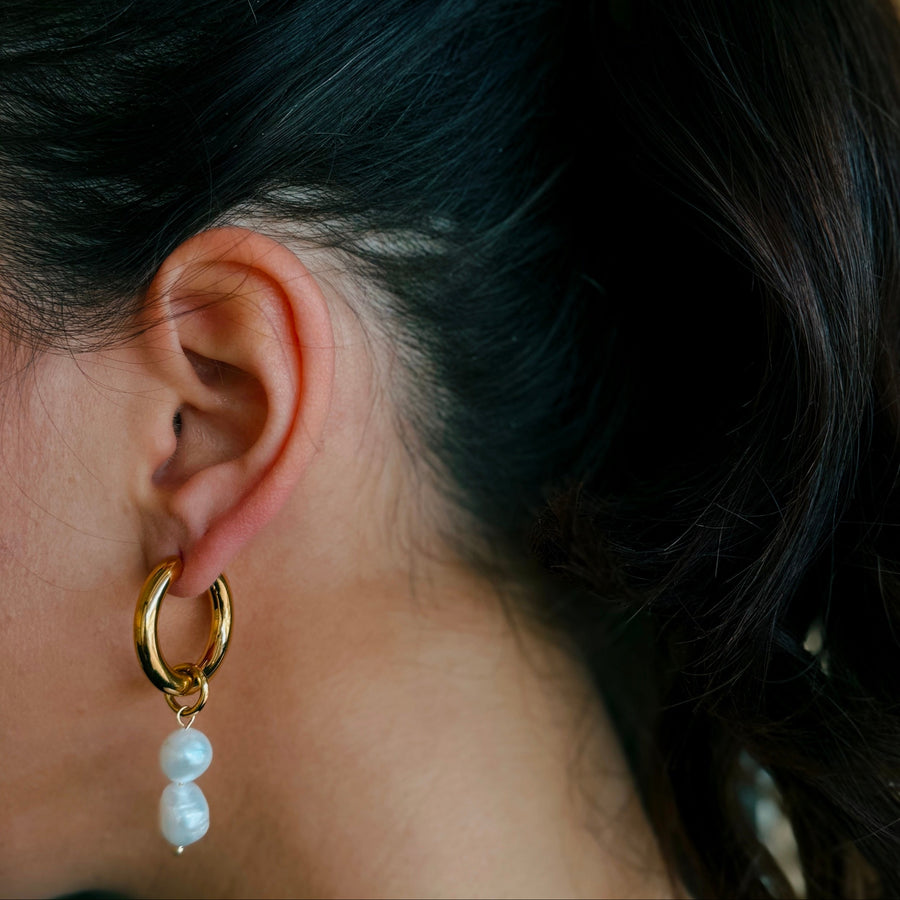 Double Pearl Hoop