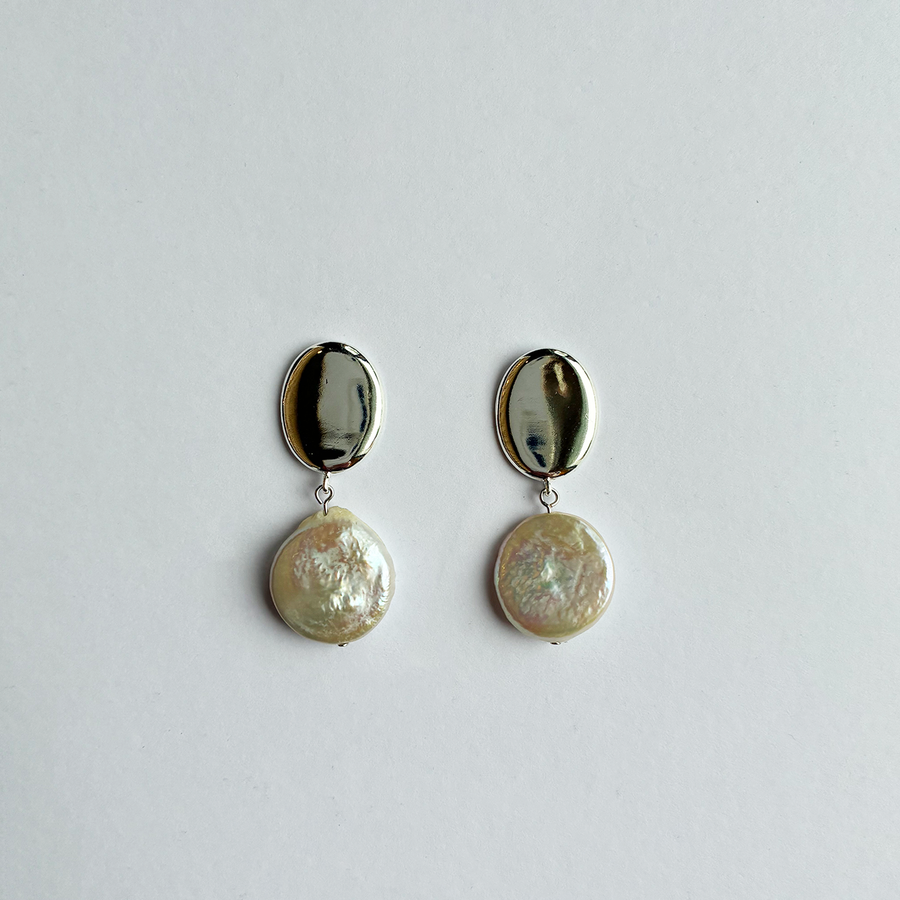 Thea Coin Pearl Drop Earring