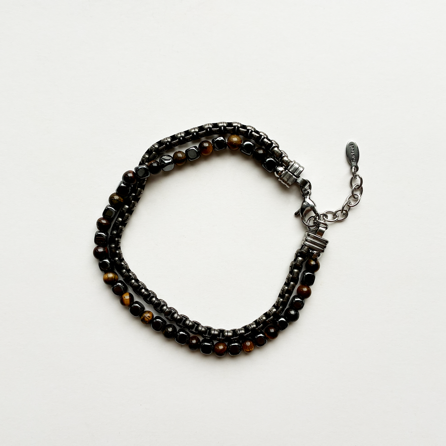 Tiger eye & Chain Bracelet
