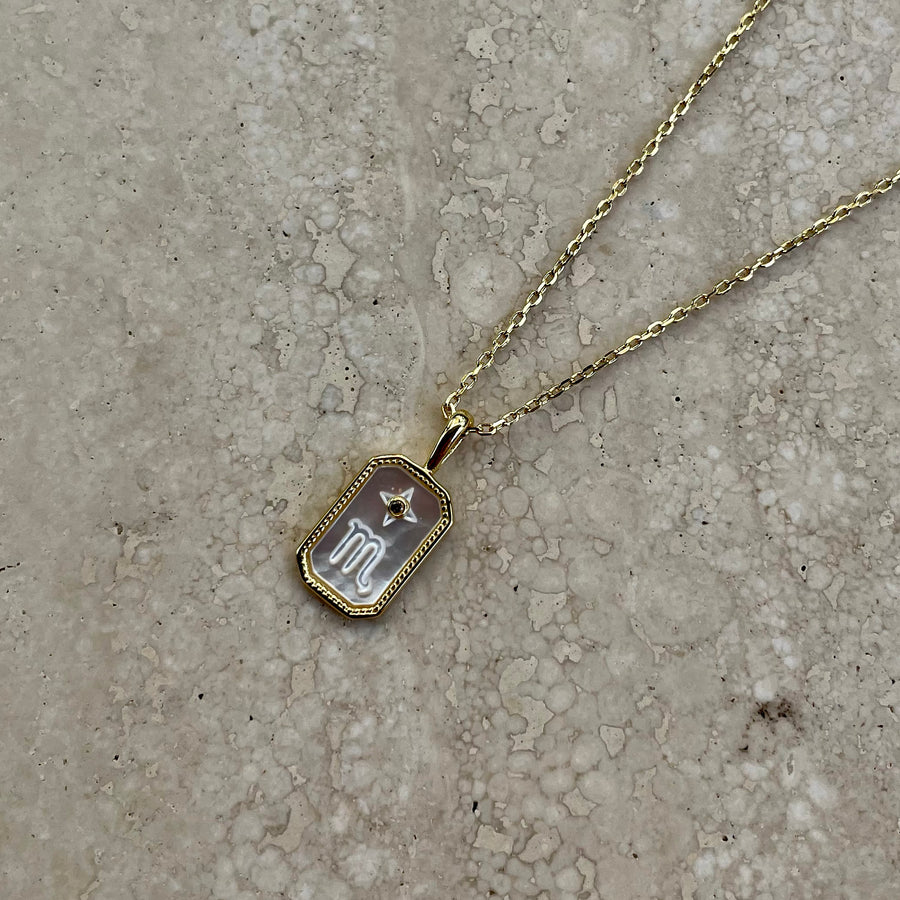 Zodiac sign pearl store necklace